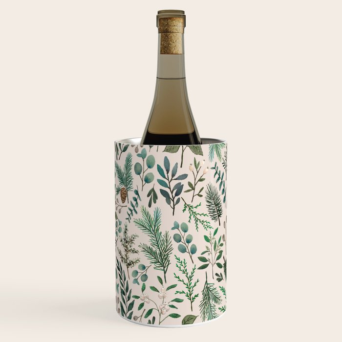 Winter Eucalyptus and Berry Pattern Wine Chiller Gallery Image 1