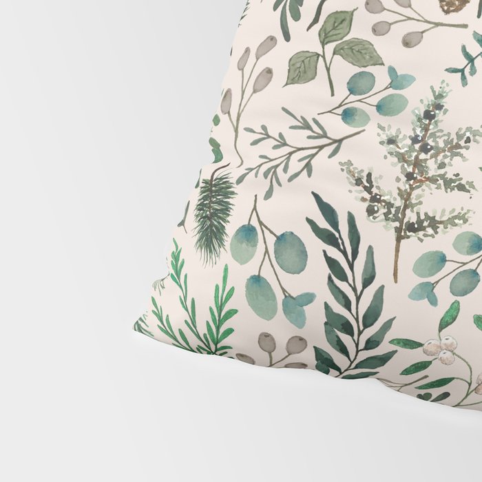 Winter Eucalyptus and Berry Pattern Pillow Sham Gallery Image 4