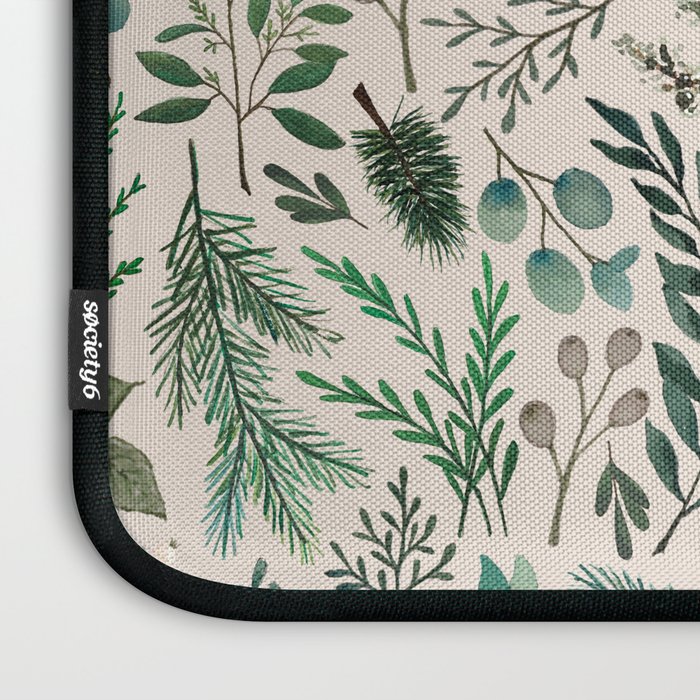 Winter Eucalyptus and Berry Pattern Laptop Sleeve Gallery Image 3