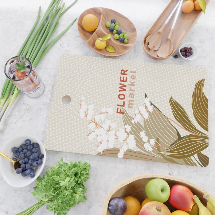 Flowers market: lily of the valley earthy toned Cutting Board Gallery Image 2