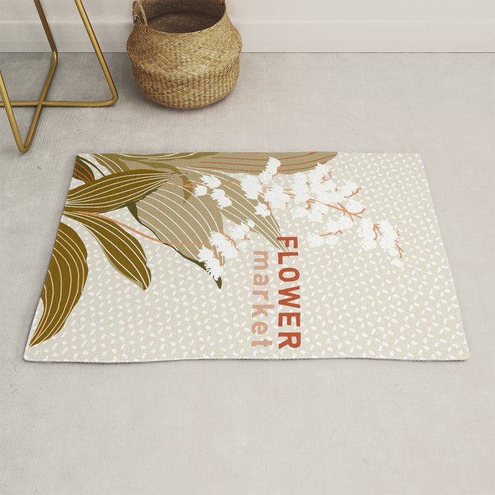 Flowers market: lily of the valley earthy toned Rug Gallery Image 1
