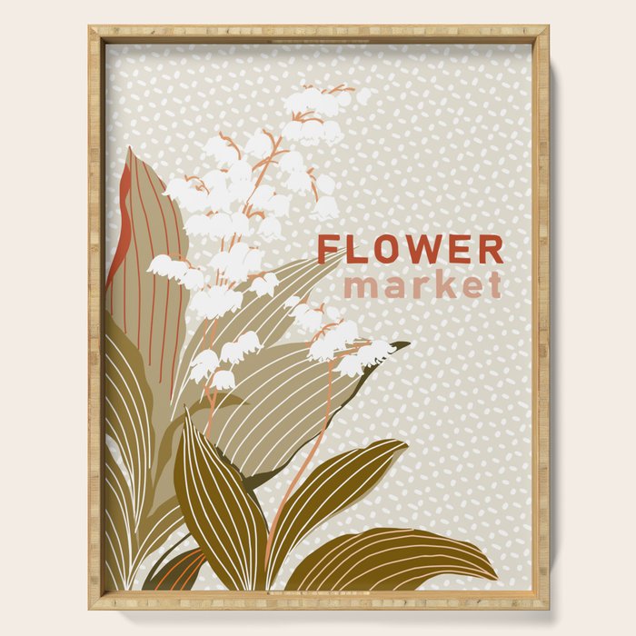 Flowers market: lily of the valley earthy toned Serving Tray Gallery Image 1
