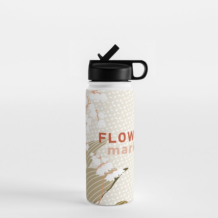 Flowers market: lily of the valley earthy toned Water Bottle Gallery Image 1