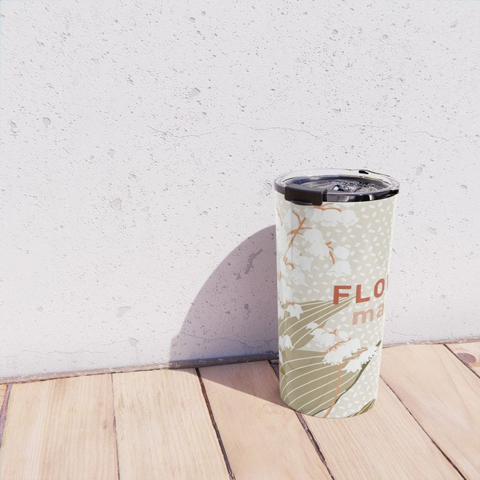 Flowers market: lily of the valley earthy toned Travel Mug Gallery Image 4