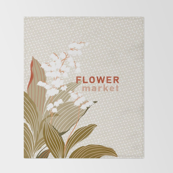 Flowers market: lily of the valley earthy toned Throw Blanket Gallery Image 2