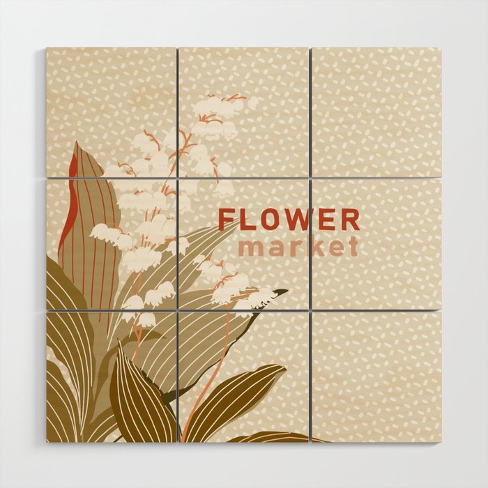 Flowers market: lily of the valley earthy toned Wood Wall Art Gallery Image 1