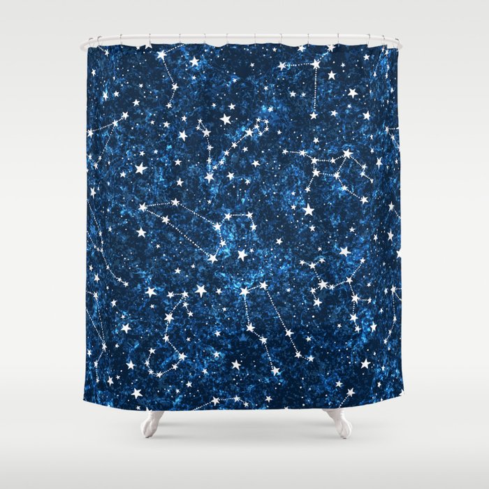 Starry Night Sky Cosmic Constellations Shower Curtain Gallery Image 1