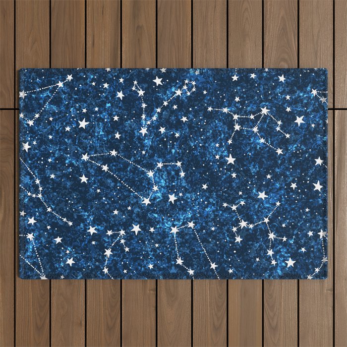 Starry Night Sky Cosmic Constellations Outdoor Rug Gallery Image 1