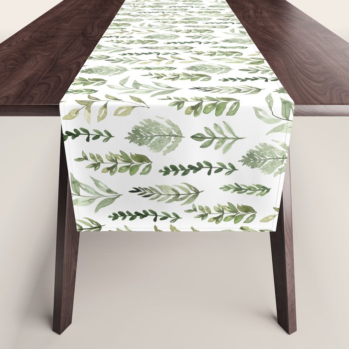 Watercolor leaves Table Runner Gallery Image 1