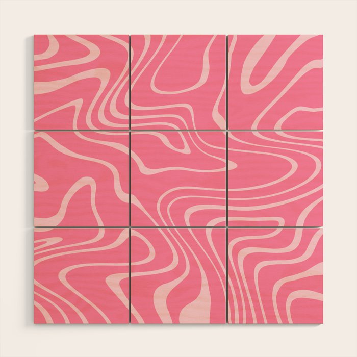 Pink Abstract Swirl Pattern Wood Wall Art Gallery Image 1