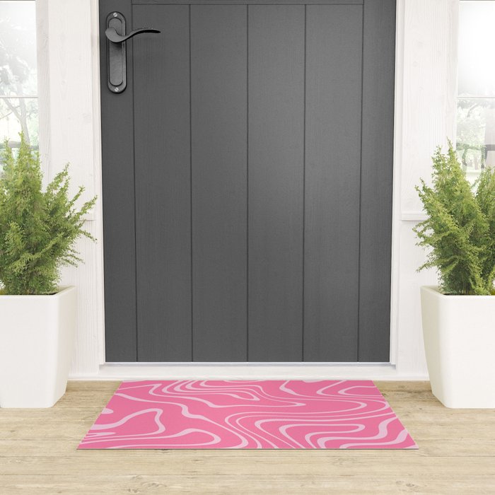 Pink Abstract Swirl Pattern Welcome Mat Gallery Image 3