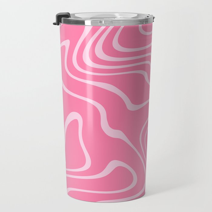 Pink Abstract Swirl Pattern Travel Mug Gallery Image 3