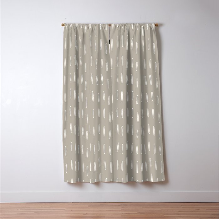Boho Prints, Raindrops, Beige, Minimalism, Abstract Art Window Curtain Gallery Image 3
