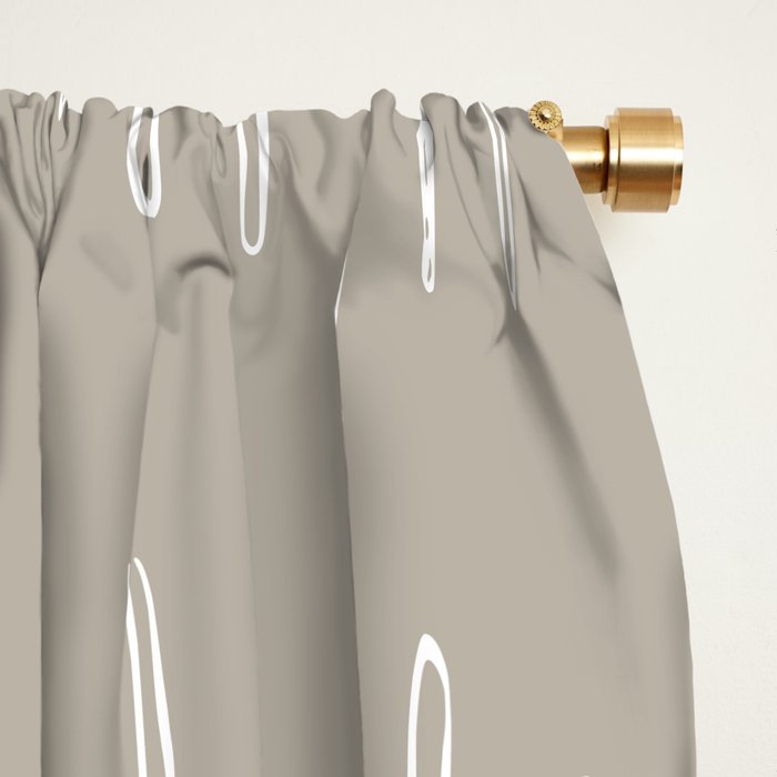 Boho Prints, Raindrops, Beige, Minimalism, Abstract Art Window Curtain Gallery Image 2
