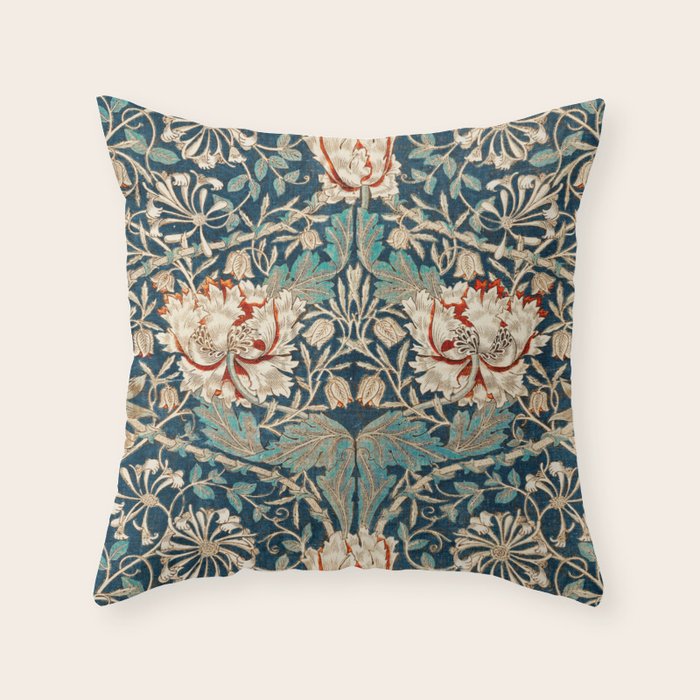 Honeysuckle by William Morris Throw Pillow Gallery Image 1
