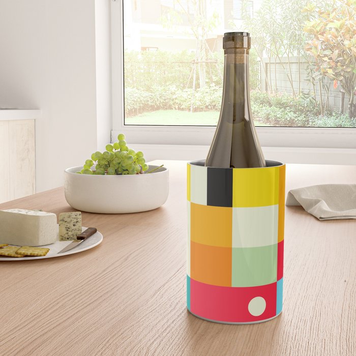 Geometric Bauhaus Pattern | Retro Arcade Video Game | Abstract Shapes Wine Chiller Gallery Image 4