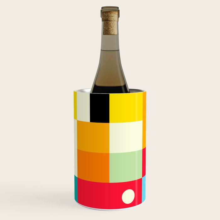 Geometric Bauhaus Pattern | Retro Arcade Video Game | Abstract Shapes Wine Chiller Gallery Image 1
