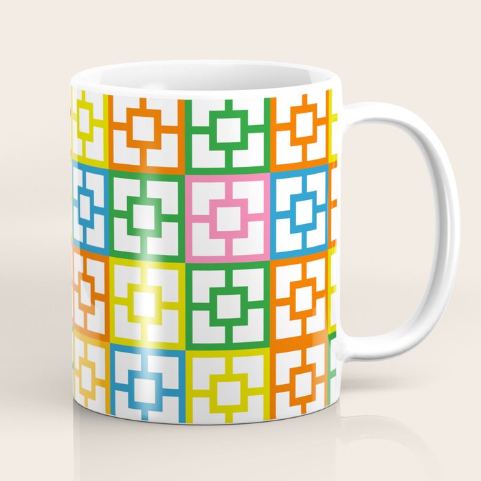 Colorful Mid Century Modern Geometric Breeze Block Pattern Coffee Mug Gallery Image 1