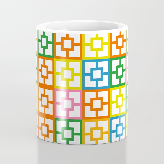 Colorful Mid Century Modern Geometric Breeze Block Pattern Coffee Mug Gallery Image 4