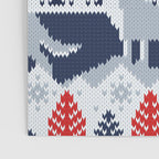 Fair isle knitting grey wolf // navy blue and grey wolves red moons and pine trees Poster Gallery Image 3