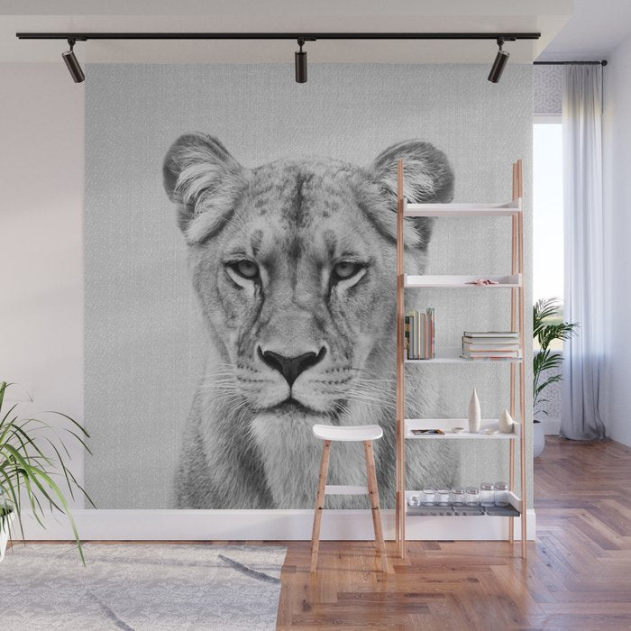Lioness - Black & White Wall Mural Gallery Image 1