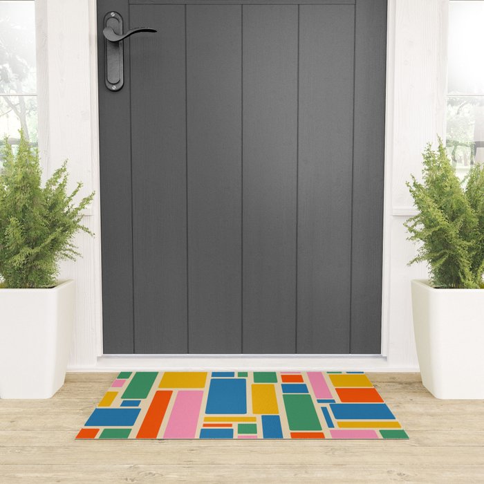 Modulus Colorful Retro Geometric Pattern Welcome Mat Gallery Image 3