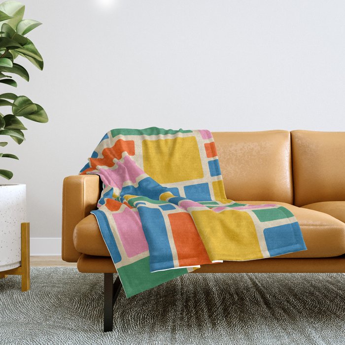 Modulus Colorful Retro Geometric Pattern Throw Blanket Gallery Image 1