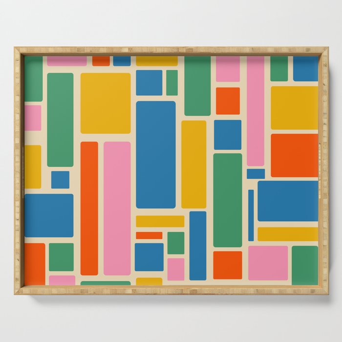 Modulus Colorful Retro Geometric Pattern Serving Tray Gallery Image 1