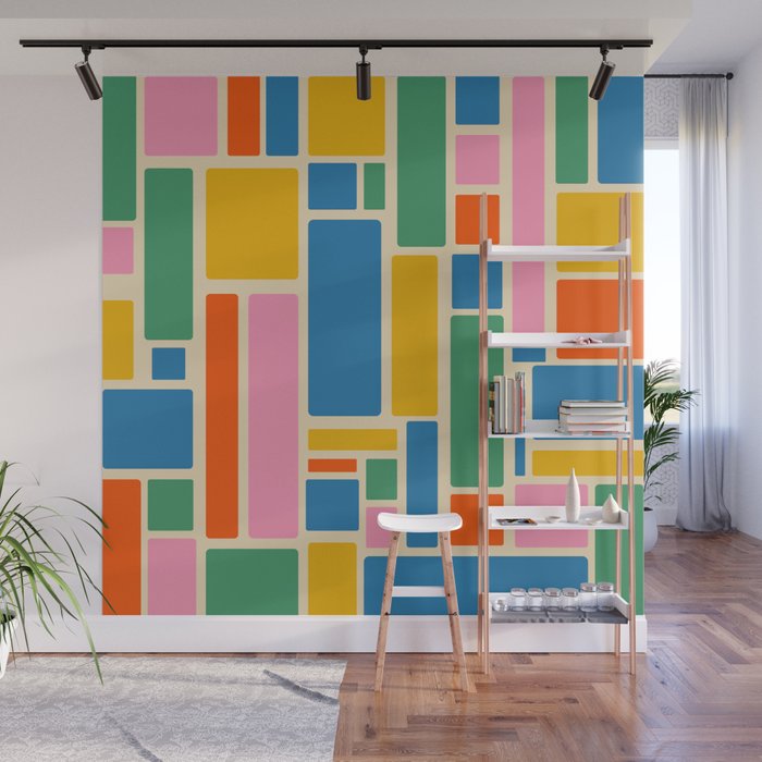 Modulus Colorful Retro Geometric Pattern Wall Mural Gallery Image 1