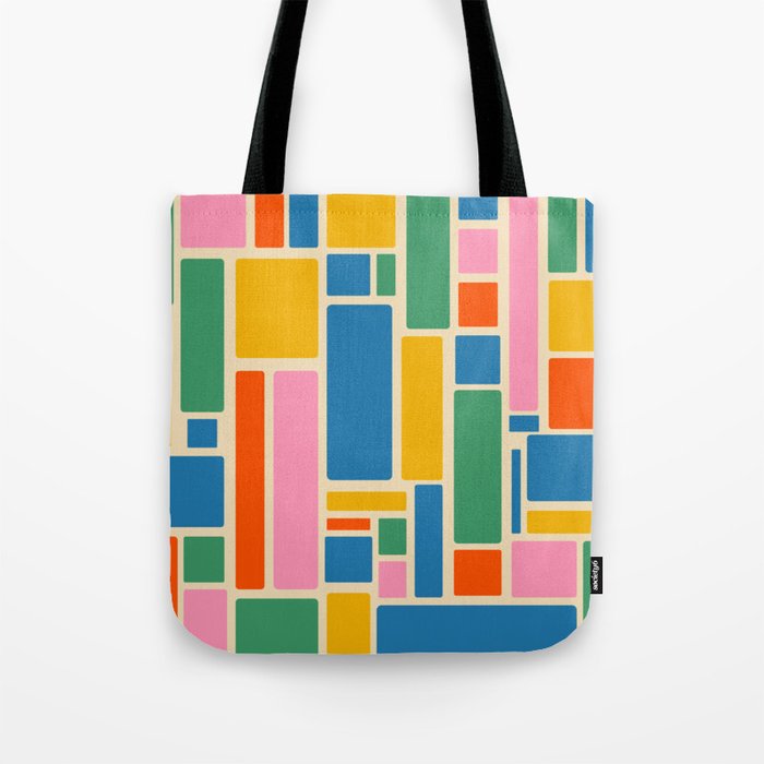 Modulus Colorful Retro Geometric Pattern Tote Bag Gallery Image 1