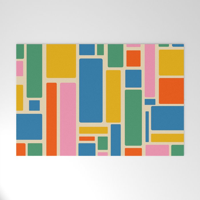 Modulus Colorful Retro Geometric Pattern Welcome Mat Gallery Image 1