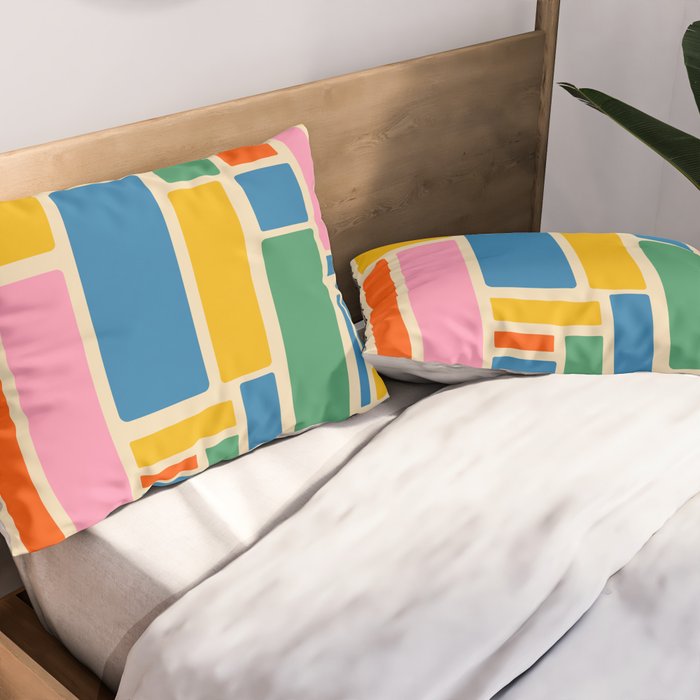 Modulus Colorful Retro Geometric Pattern Pillow Sham Gallery Image 2
