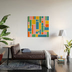 Modulus Colorful Retro Geometric Pattern Wood Wall Art Gallery Image 2