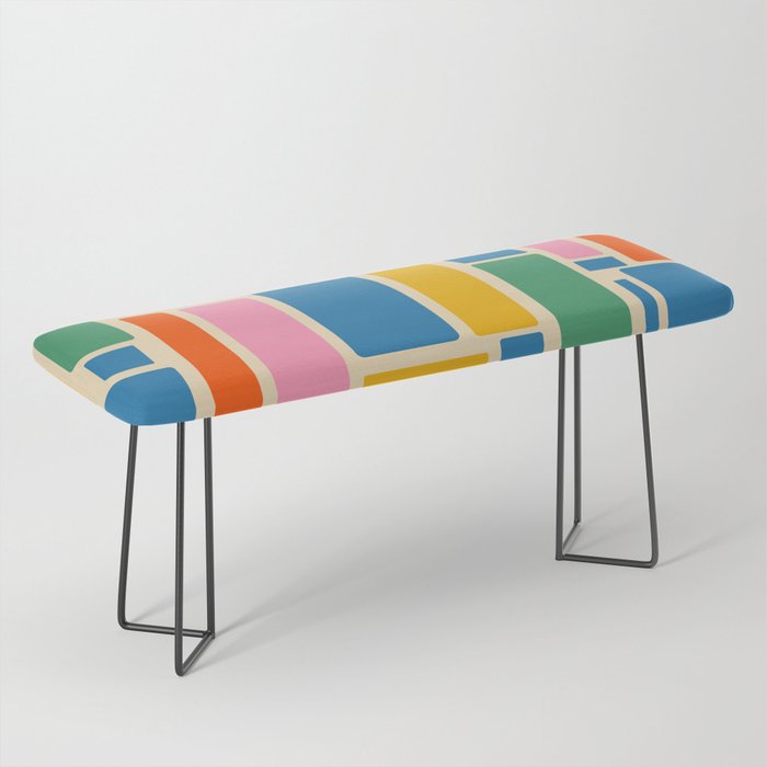 Modulus Colorful Retro Geometric Pattern Bench Gallery Image 1