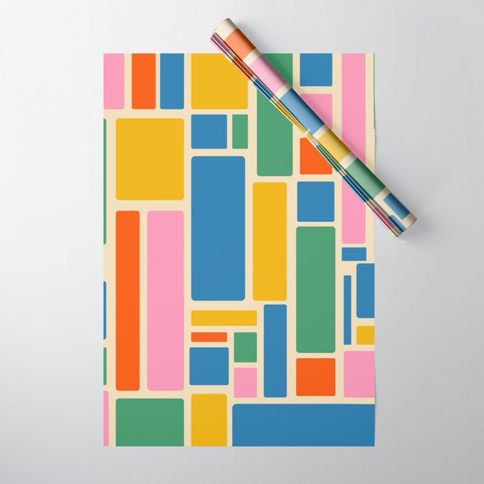 Modulus Colorful Retro Geometric Pattern Wrapping Paper Gallery Image 1