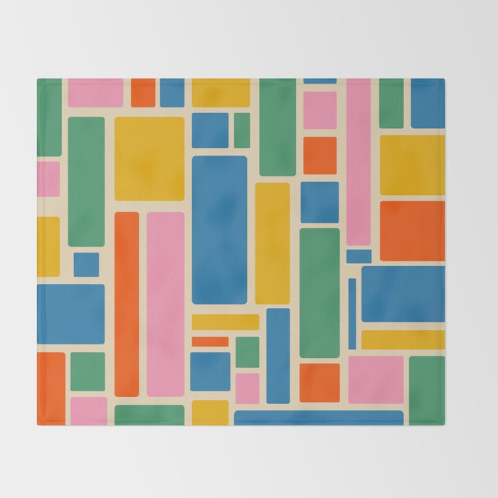 Modulus Colorful Retro Geometric Pattern Throw Blanket Gallery Image 2