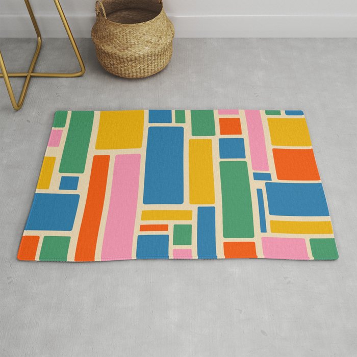 Modulus Colorful Retro Geometric Pattern Rug Gallery Image 1