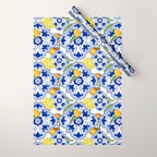 Summer citrus ,floral Mediterranean style ,lemon fruit pattern  Wrapping Paper Gallery Image 1