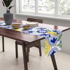 Summer citrus ,floral Mediterranean style ,lemon fruit pattern  Table Runner Gallery Image 2
