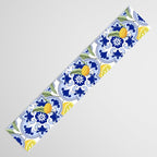 Summer citrus ,floral Mediterranean style ,lemon fruit pattern  Table Runner Gallery Image 3