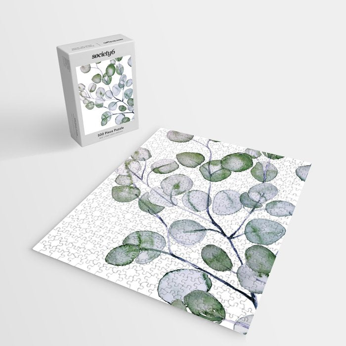 Eucalyptus Green Watercolor Jigsaw Puzzle Gallery Image 2