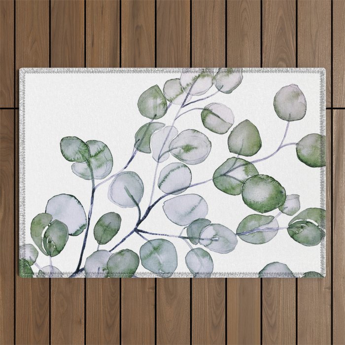 Eucalyptus Green Watercolor Outdoor Rug Gallery Image 1