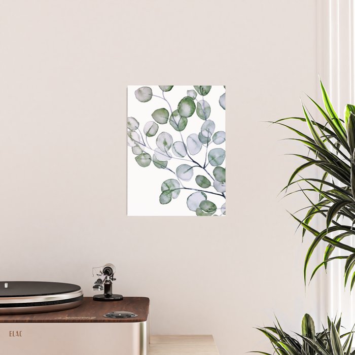 Eucalyptus Green Watercolor Poster Gallery Image 2