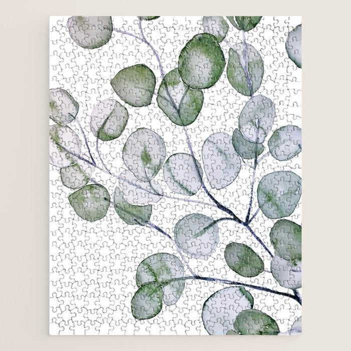 Eucalyptus Green Watercolor Jigsaw Puzzle Gallery Image 1
