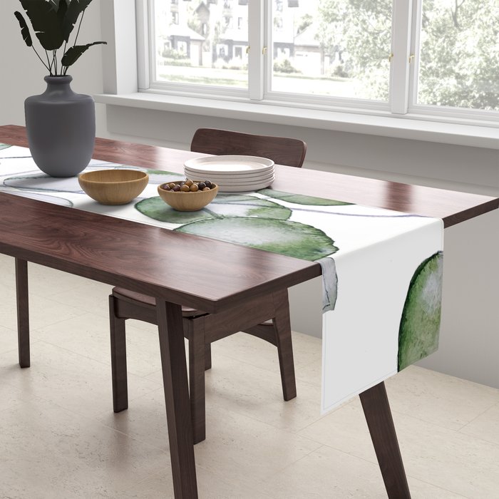 Eucalyptus Green Watercolor Table Runner Gallery Image 2