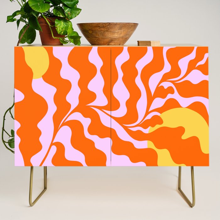 Matisse cut-outs - Pink & Orange Leaf on Sun Credenza Gallery Image 1