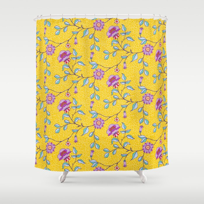 Vibrant Vintage Blooms Shower Curtain Gallery Image 1