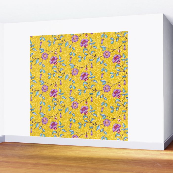Vibrant Vintage Blooms Wall Mural Gallery Image 2