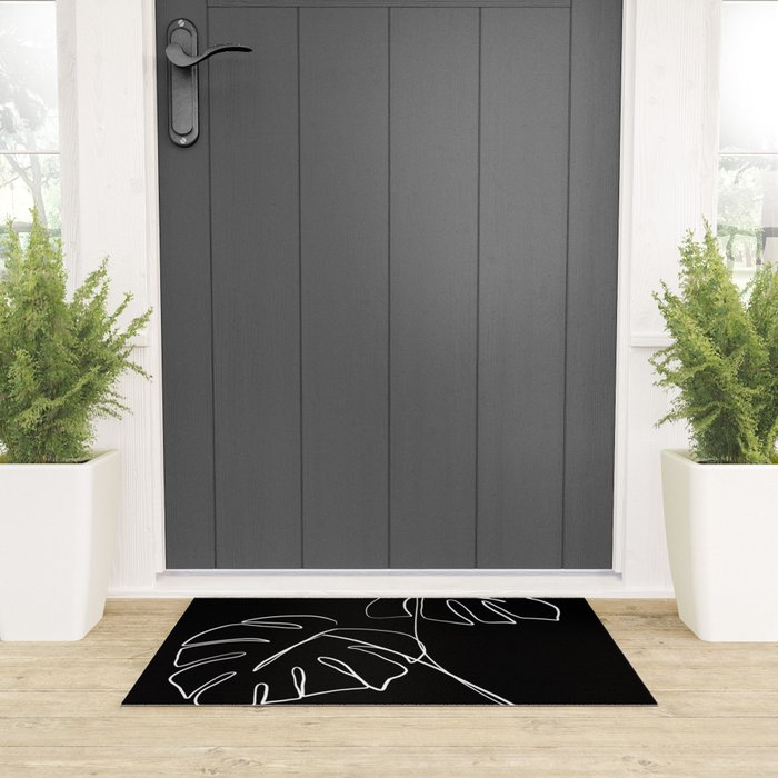 Monstera minimal - black Welcome Mat Gallery Image 3