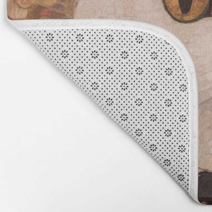 Gustav Klimt Style White Cat with Black and Gold Collar Bath Mat Gallery Image 2